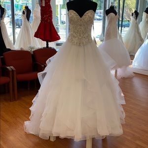 White wedding gown with beads